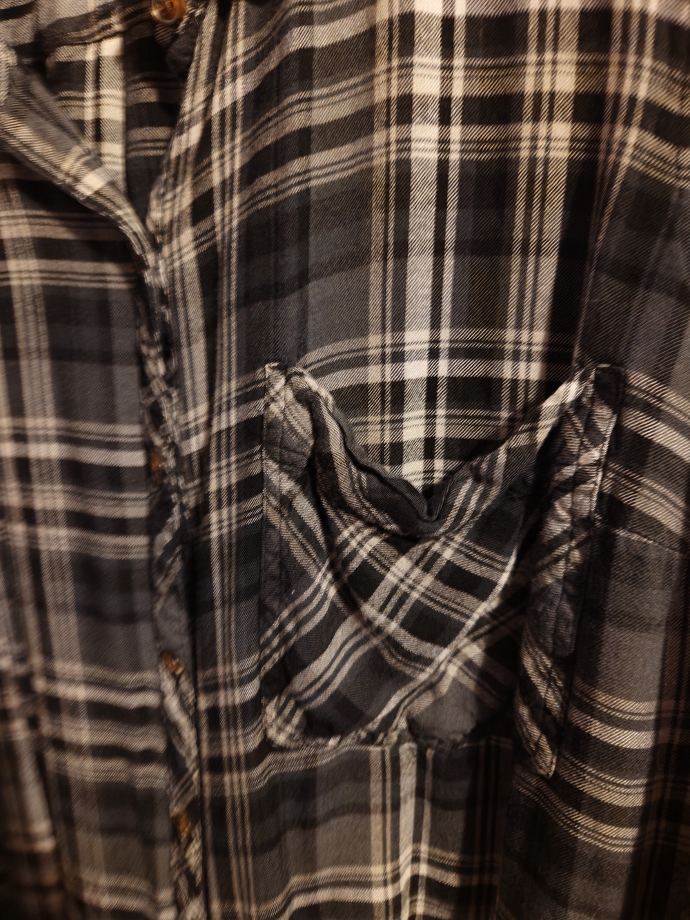 Black and White Plaid Button-Down Shirt